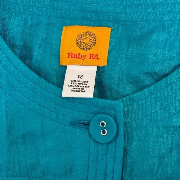 Ruby Rd. Teal Button-Up Top - Picture 5 of 9